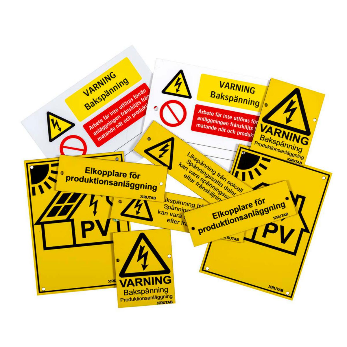 KIT för märkning av solcellsanläggning - KIT MÄRKNING SOLCELLSANLÄGG. 10-PACK