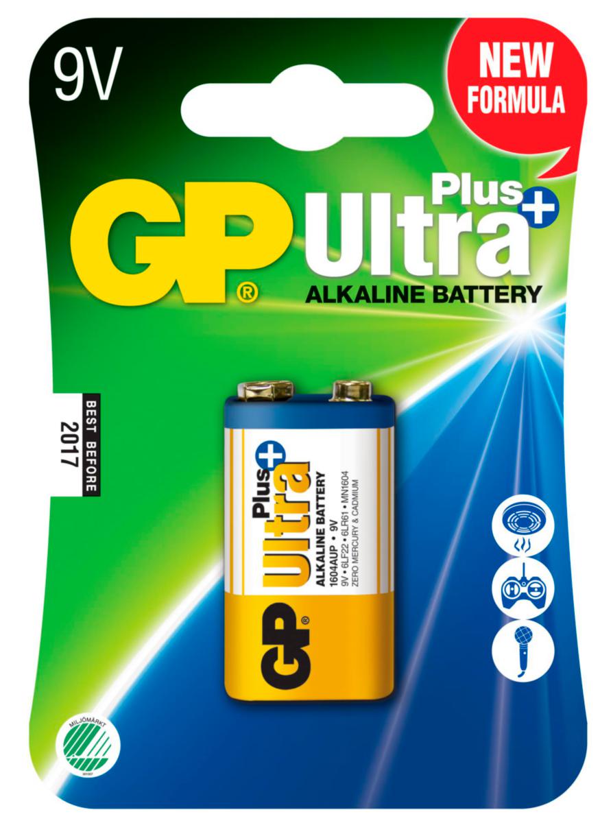 Batteri GP Ultra+ 9 V - BATTERI 9V ULTRA+ 1/ PLUS GP 151125