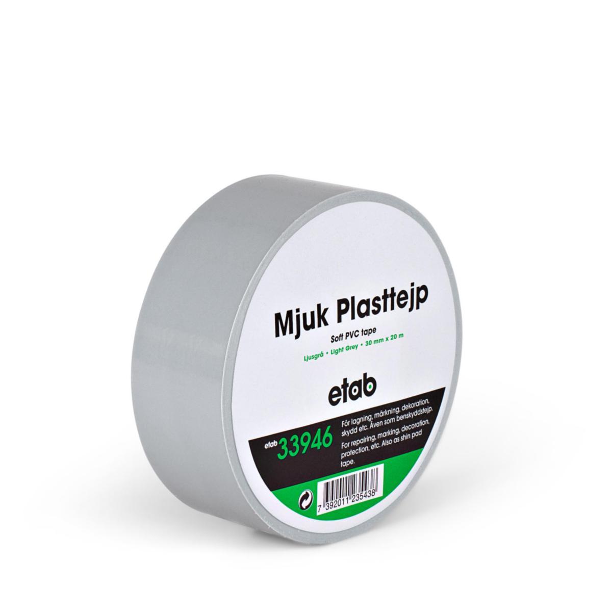 Plasttejp etab 33946 - PLASTTEJP MJUK PVC 30MMX20M GRÅ POLY-RÖR RSK 395 56 21