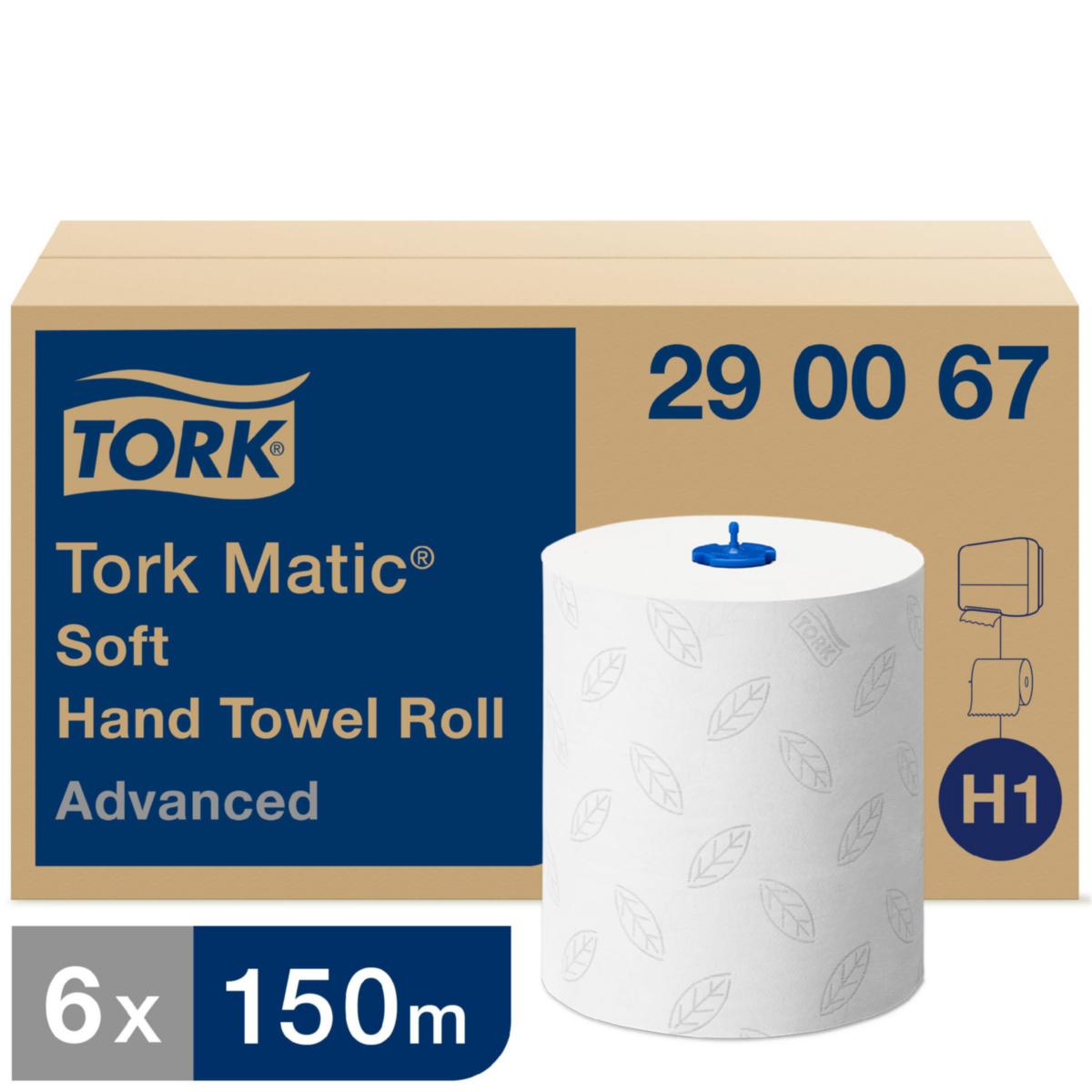 Handduk Tork Matic H1 - TORKRULLE HANDDUK ADVANCEDSOFT H1 VIT 150M/RL 6 RL/FRP TORK