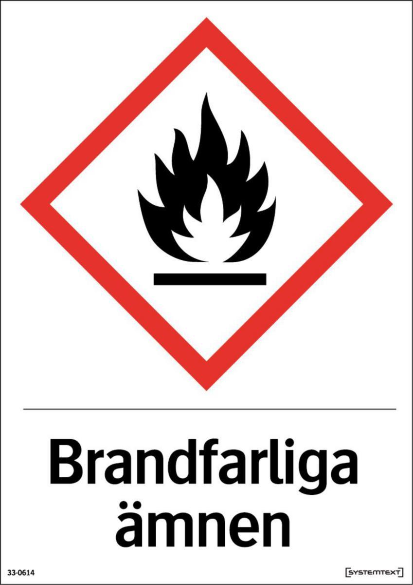 Kemisk märkningskyltar - SKYLT "BRANDFARLIGA ÄMNEN" 210X297MM HÅRDPLAST 331314