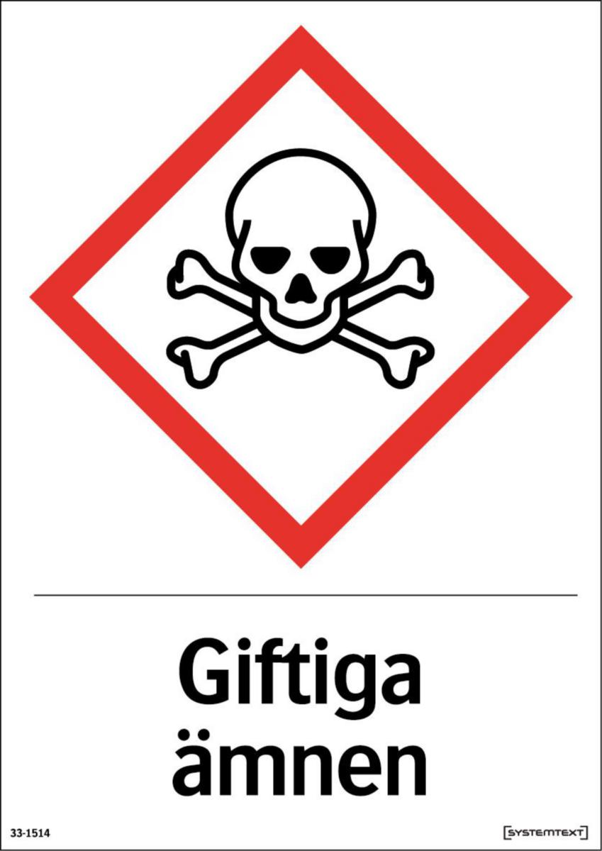 Kemisk märkningskyltar - SKYLT "GIFTIGA ÄMNEN" 33-1514 210X297MM HÅRDPLAST