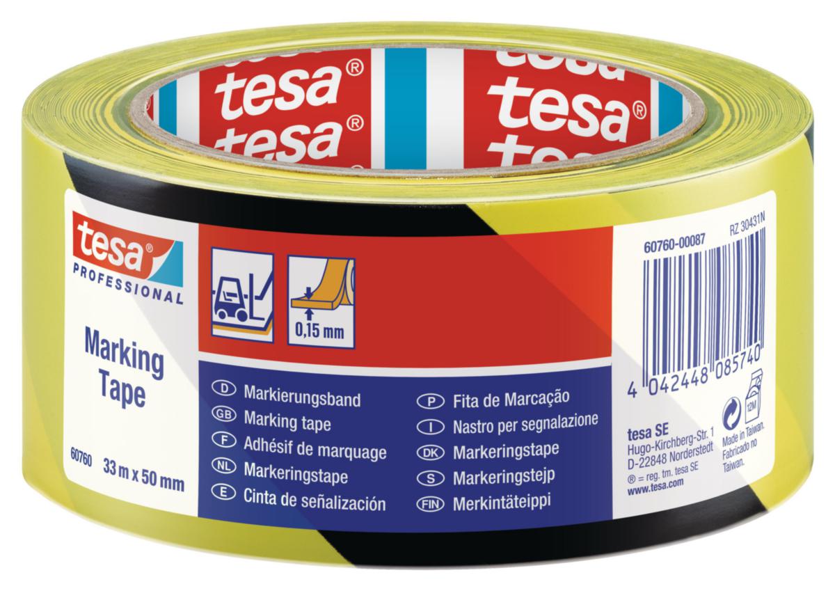 Varningstejp Tesa 60760 - VARNINGSTEJP 60760 PERMANENT 33MX50MM RÖD/VIT