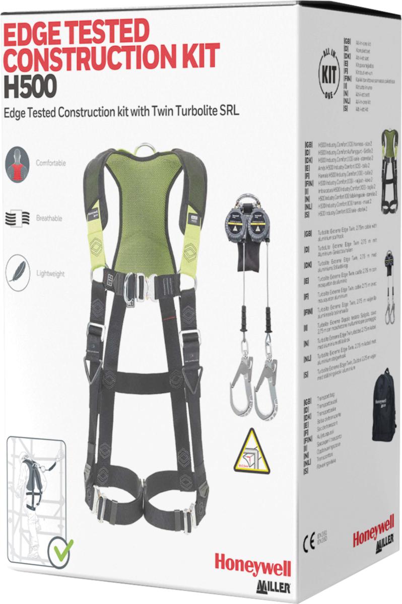 Fallskyddspaket Miller Bygg 1036594 - KIT FÖR BYGG INDUSTRI MILLER KANTTEST DUBBLA TURBOLITE H500