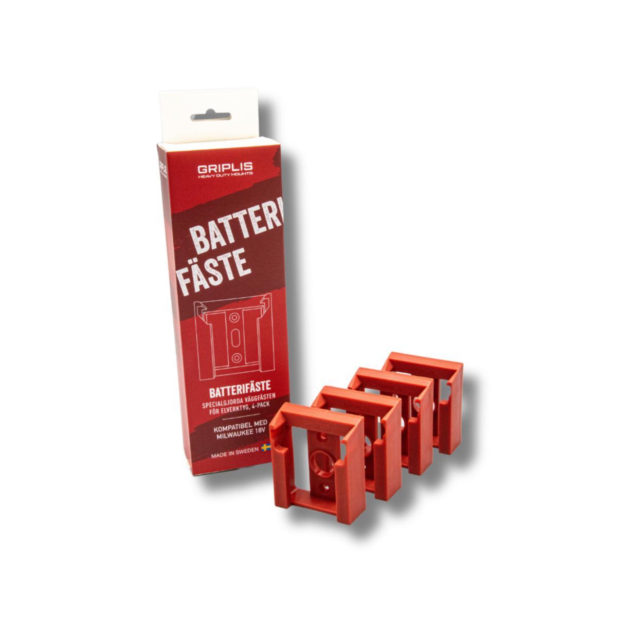 Batterifäste GRIPLIS - BATTERIFÄSTE GRIPLIS MILWAUKEE 18V 4-PACK RÖD