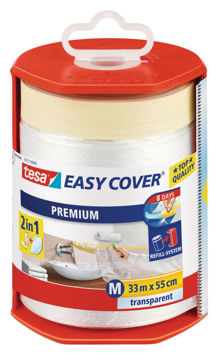 Maskeringstejp/ytskyddsfolie Easy Cover Tesa 59177/59179 - SKYDDSFOLIE+MAS.TEJP M DISPENS 33MX550MM