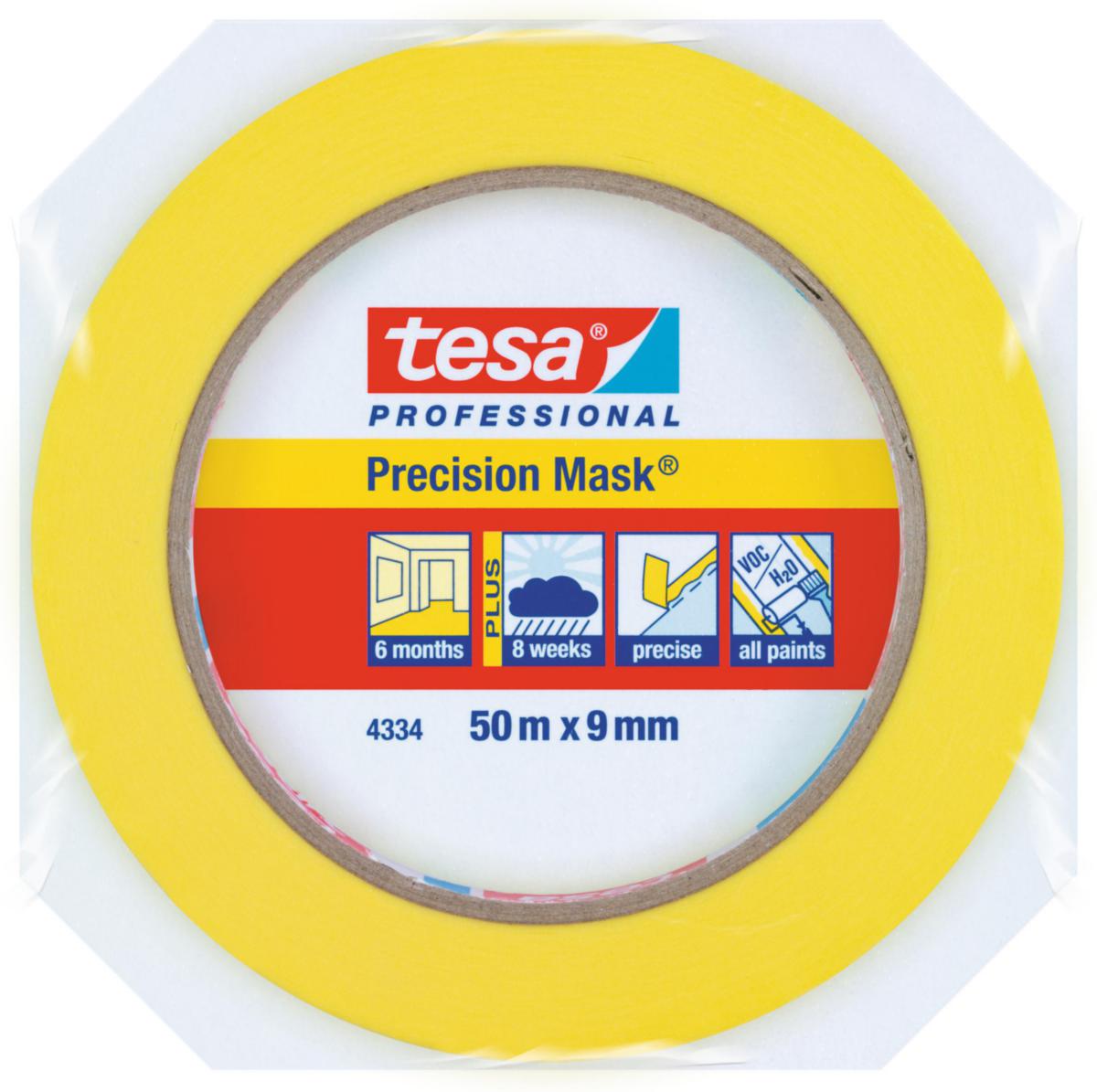 Maskeringstejp Tesa Precision Mask 4334 - PRECISION MASK 4334 INOMHUS 50MX30MM GUL