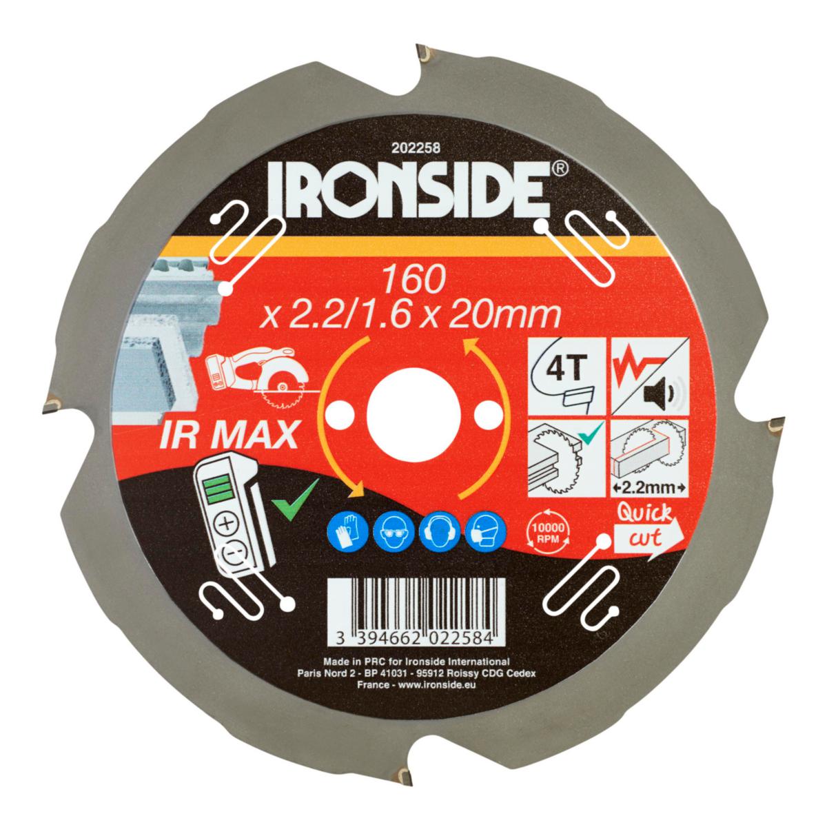 Sågklinga Ironside Fibercement - CIRKELSÅGKLINGA IRONSIDE 160MM FIBERCEMENT HÅL 20/16MM 202258