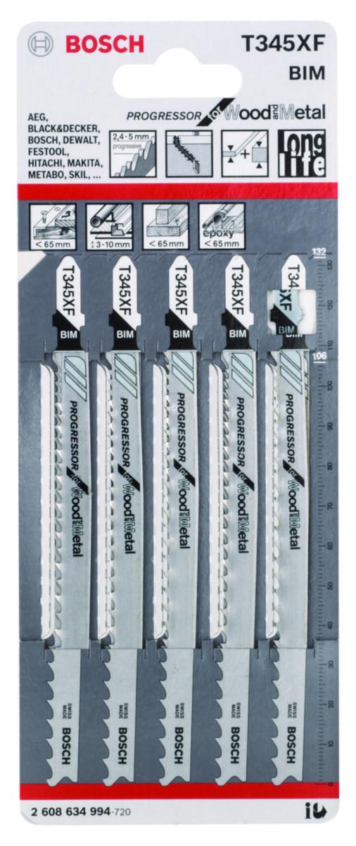 Sticksågblad Bosch BIM universal - STICKSÅGBL.T345XF PROG 5-P BOSCH 2608634994