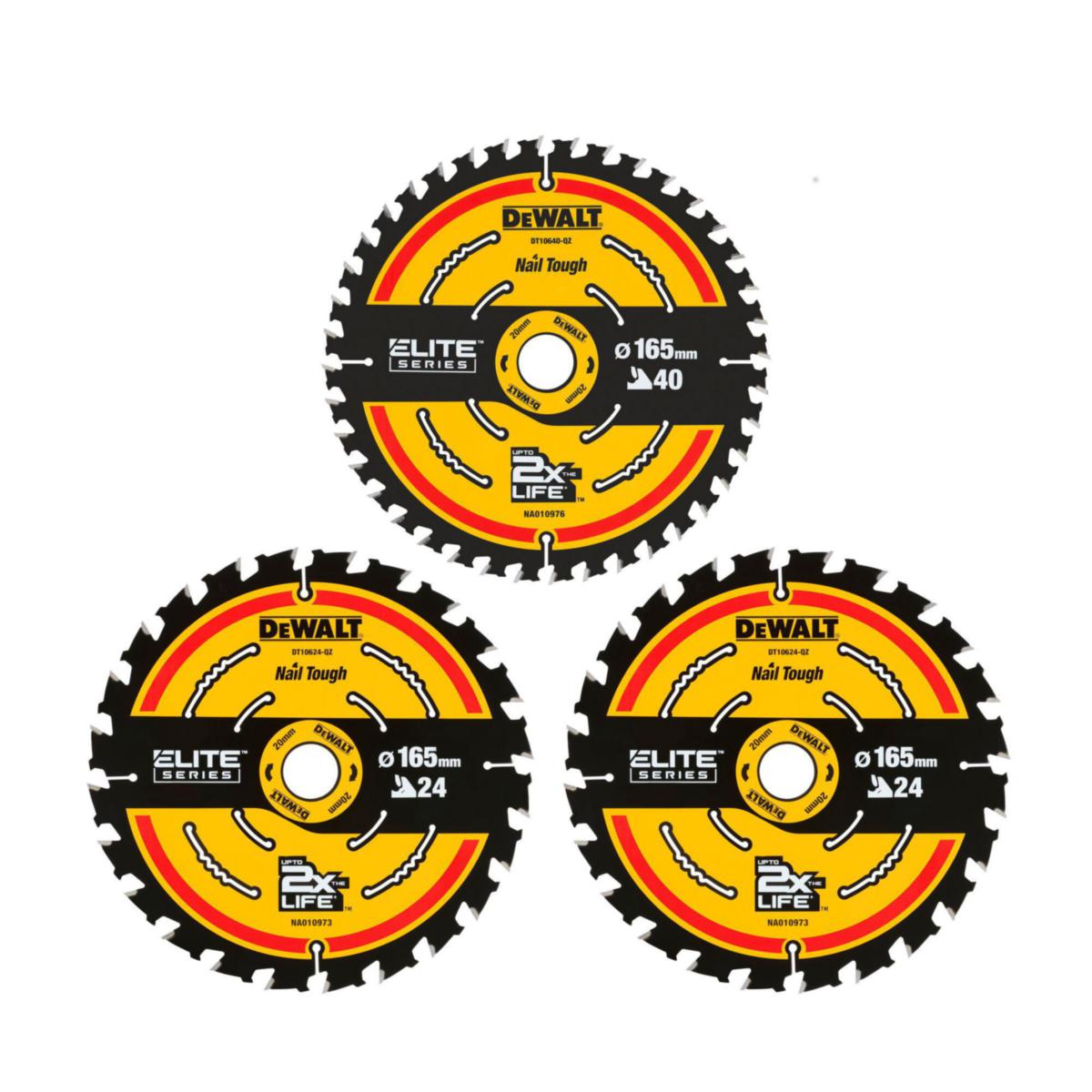 Cirkelsågklinga DEWALT Elite 3-pack - SÅGKLINGA 165/184MM DEWALT DT10397-QZ