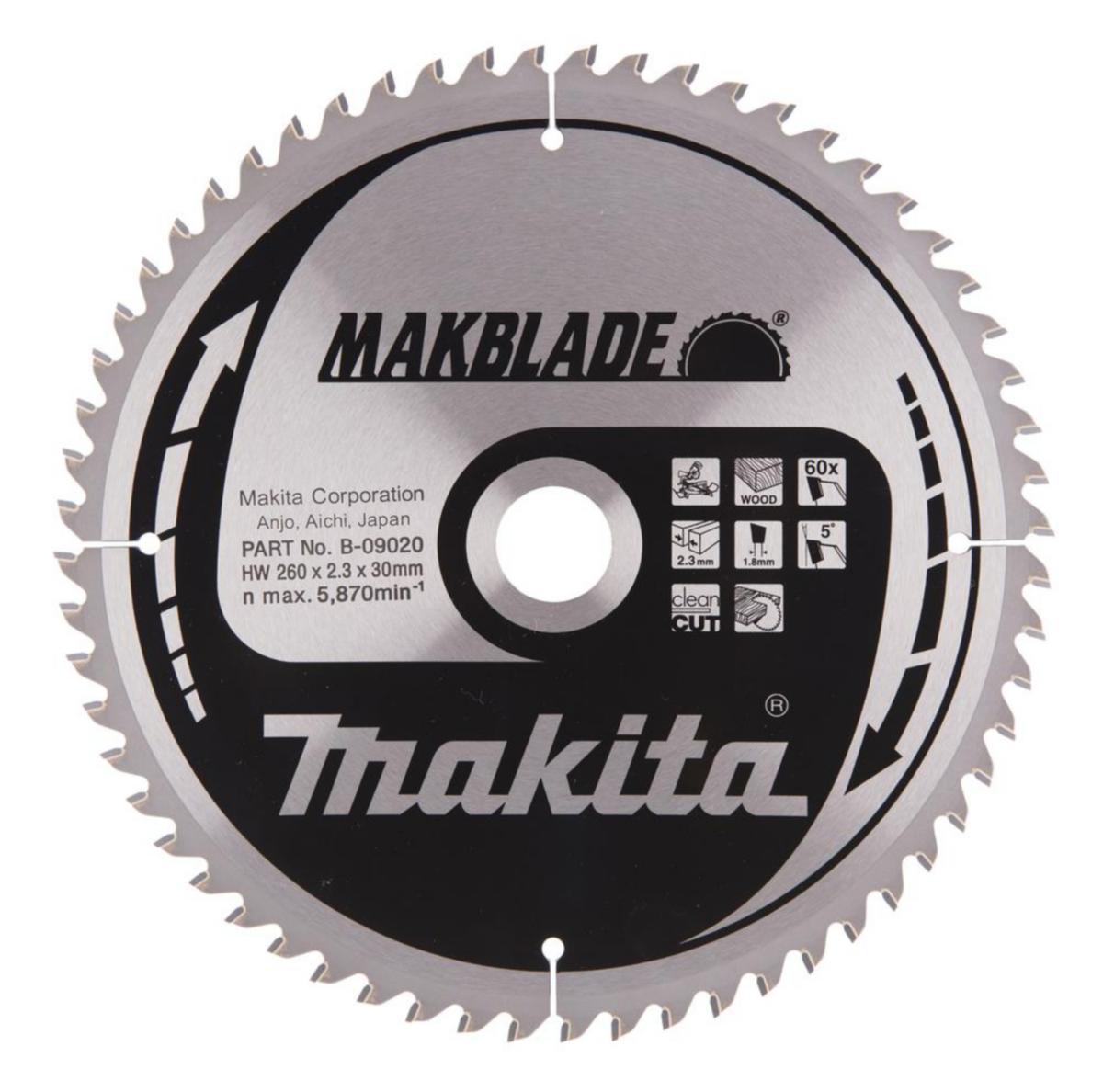 Sågklinga Makita Trä Makblade - SÅGKLINGA 260X30 60T/2.3 TRÄ. MAKITA B-09020