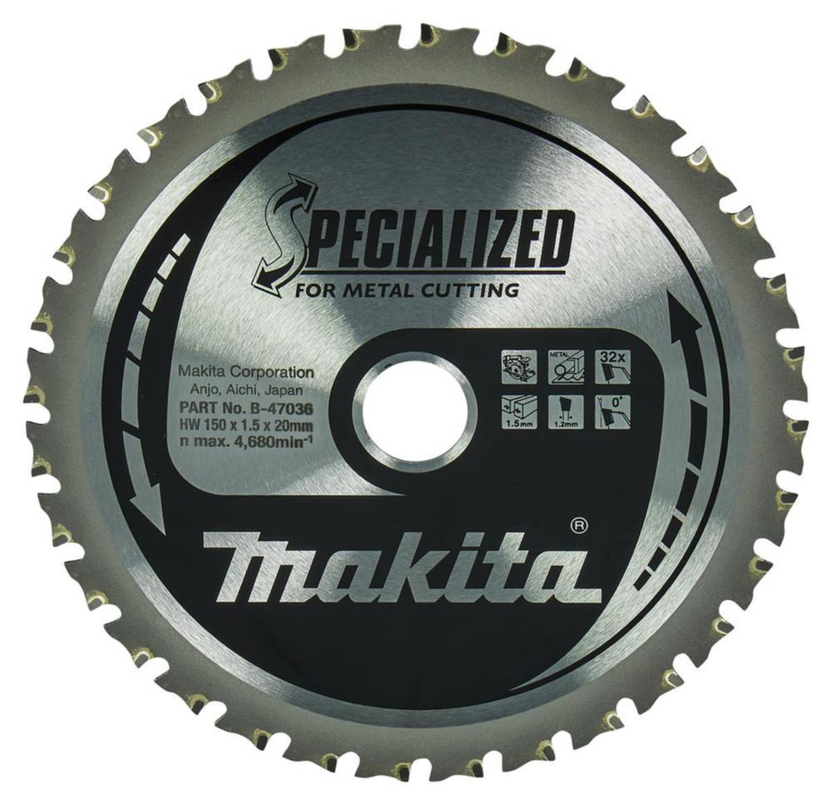 Sågklinga Metall Makita, för batterisåg - SÅGKLINGA METALL 150X20X32T MAKITA B-47036
