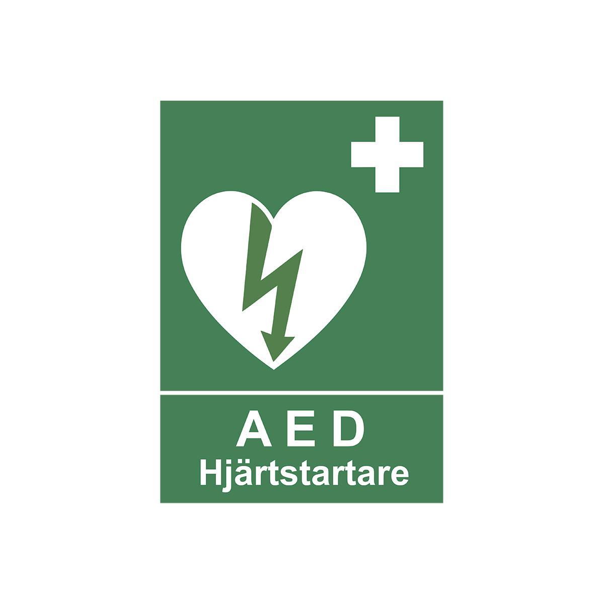 Nödskylt "Hjärtstartare" dekal - DEKAL HJÄRTSTARTARE