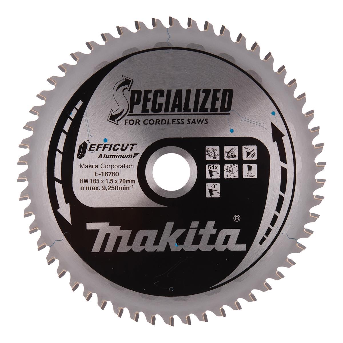 Sågklinga Makita Aluminium för batterisåg - SÅGKLINGA E-16760 MAKITA EFFICUT 54T ALU 165X20X1,5MM