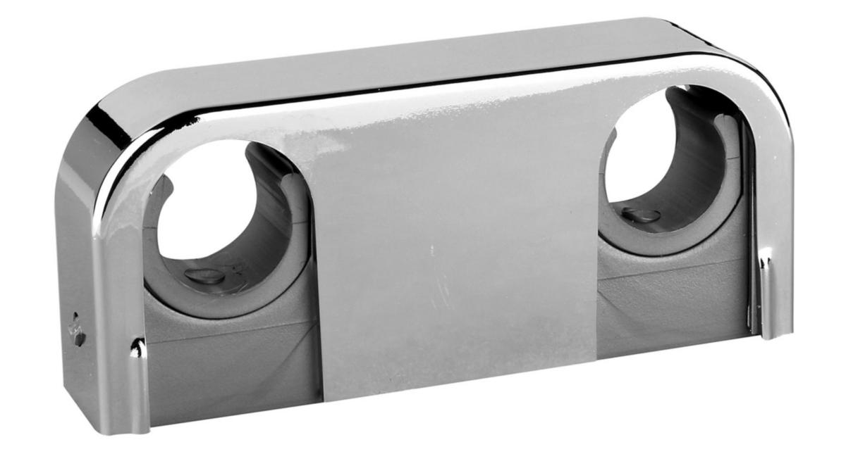 Plastklammer dubbel typ Falu Snap, Faluplast - RÖRKLAMMER DUBBEL 18/22 MM SNÄPPLOCK KROM 60CCFP14025