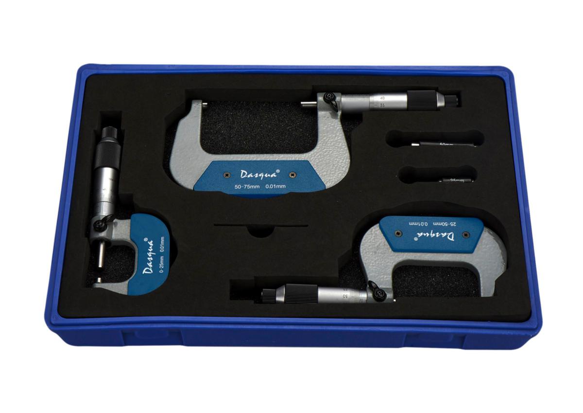Mikrometerset Dasqua utvändig 3 delar - MIKROMETER DASQUA SET, 3 DELAR, UTV.