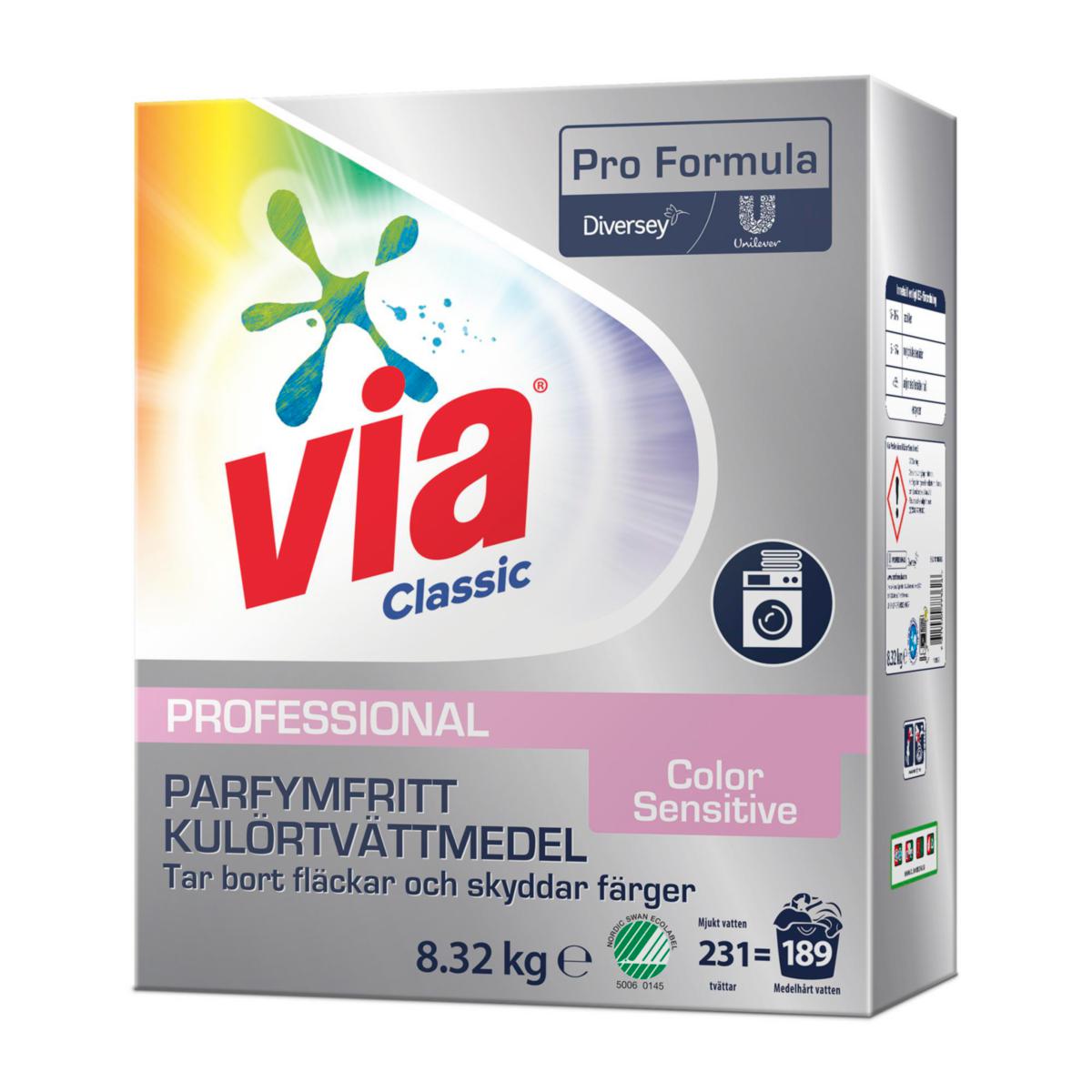 Tvättmedel Via Professional - TVÄTTMEDEL VIA PROFESSIONAL COLOR SENSITIVE 8,32KG