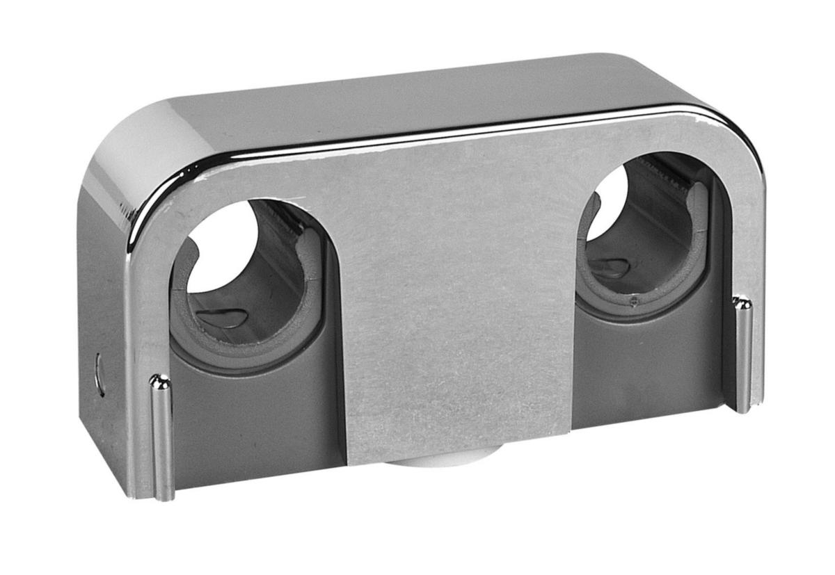 Plastklammer dubbel typ Falu Snap, Faluplast - RÖRKLAMMER DUBBEL 12/15 MM SNÄPPLOCK KROM FP14005