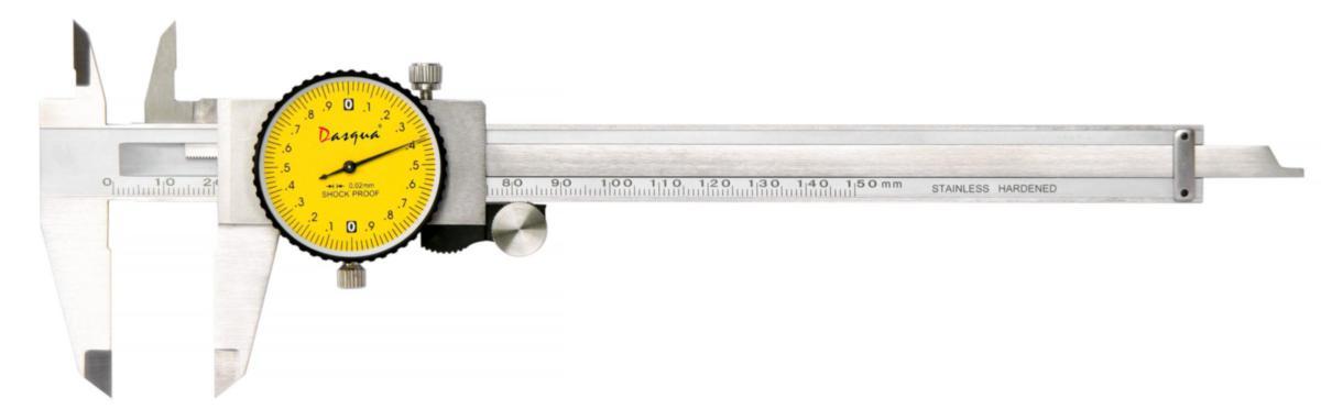 Skjutmått Dasqua med mätklocka - SKJUTMÅTT DASQUA MÄTKLOCKA, 150 MM