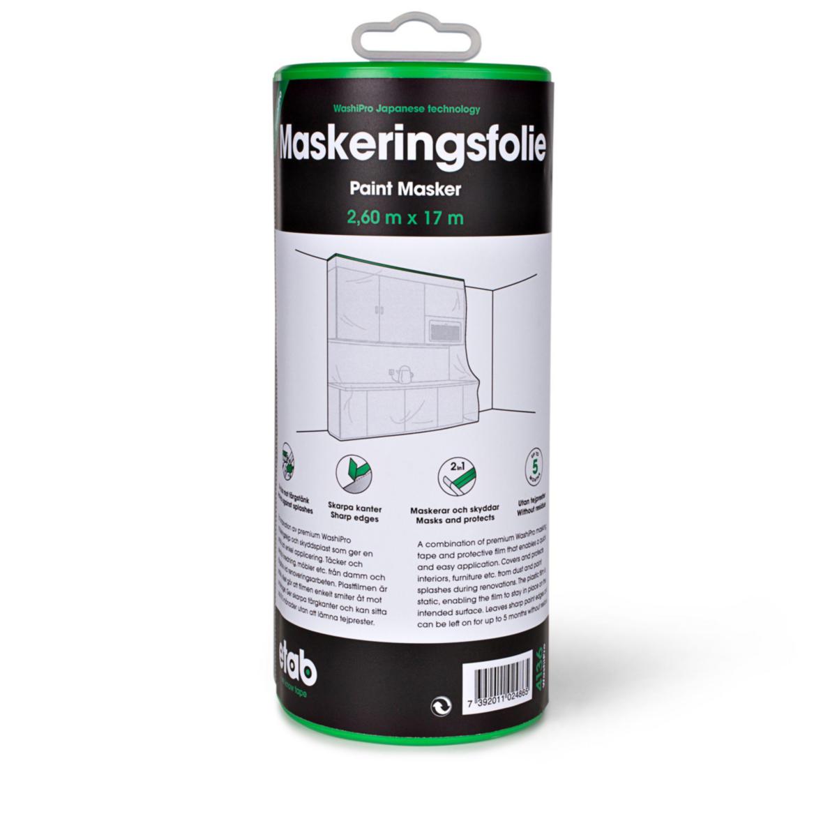 Maskeringsfolie etab 4136 - MASKERINGSFOLIE MED DISPENSER, 2600MMX17M