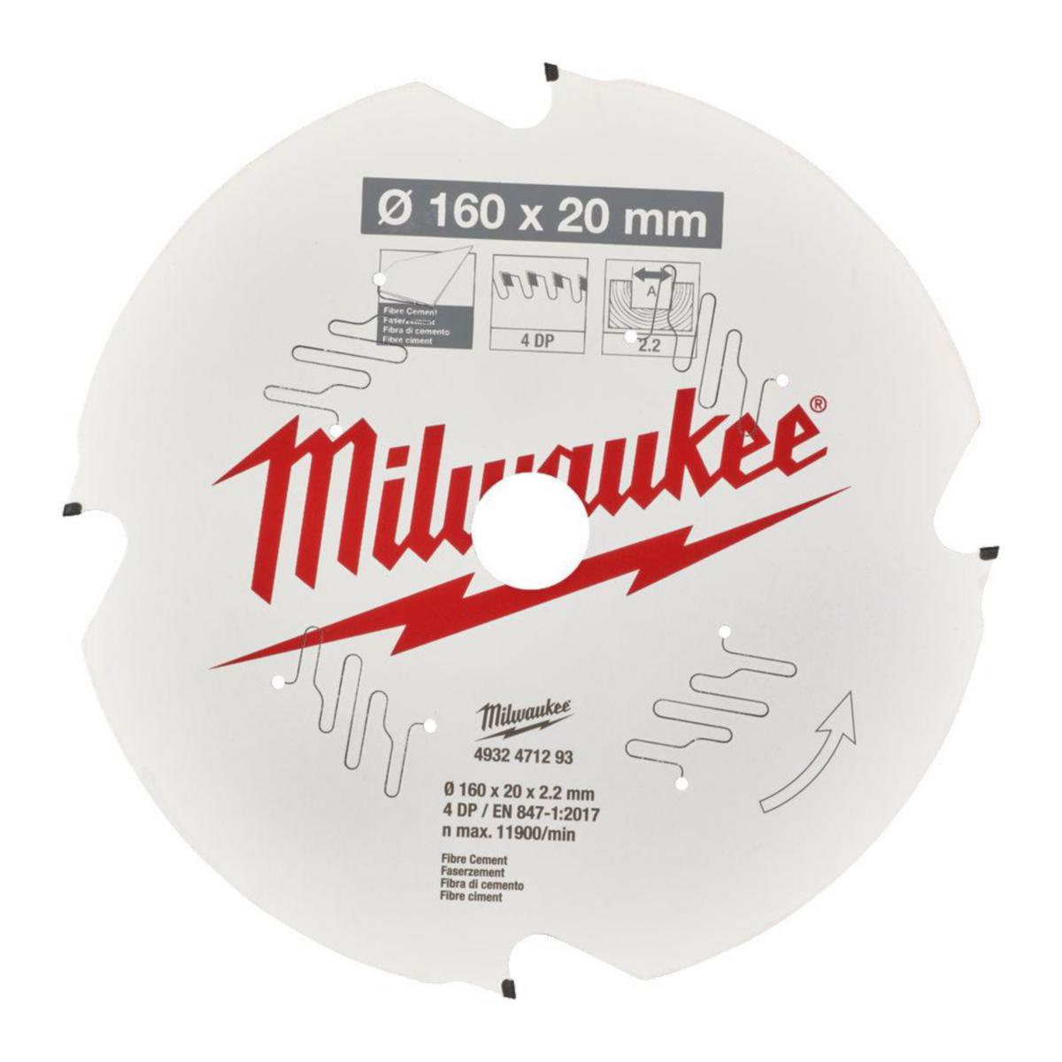 Sågklinga Milwaukee Fibercement t Cirkelsåg - CIRKELSÅGKLINGA F160X20X2,2X4D MILWAUKEE 4932471293