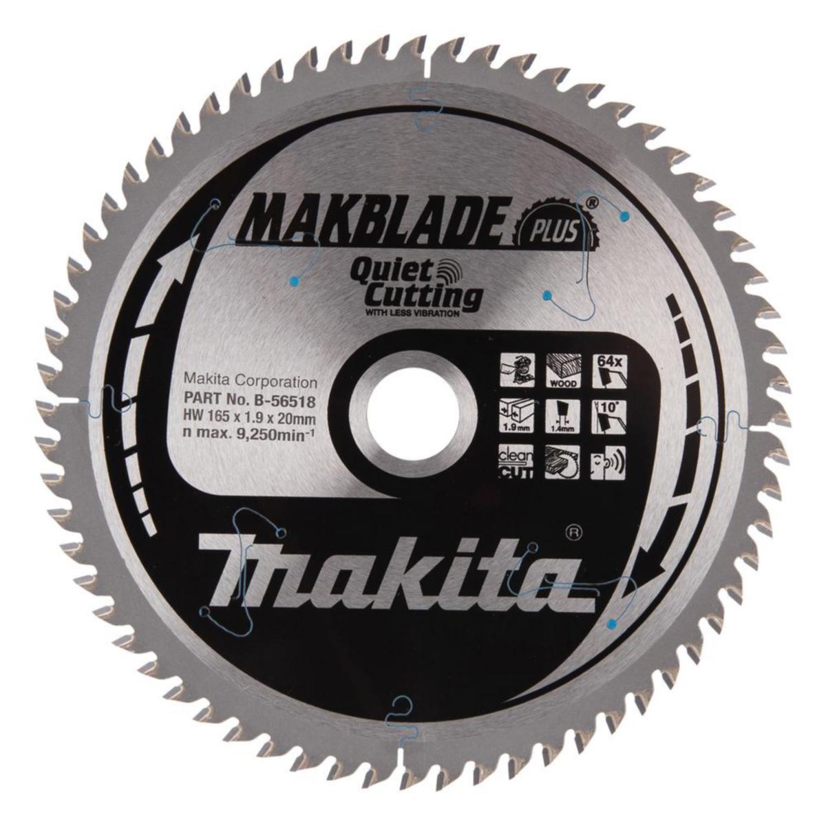 Sågklinga Makita Trä Makblade Plus - SÅGKLINGA TCT 64T 165X20MM MAKITA B-56518