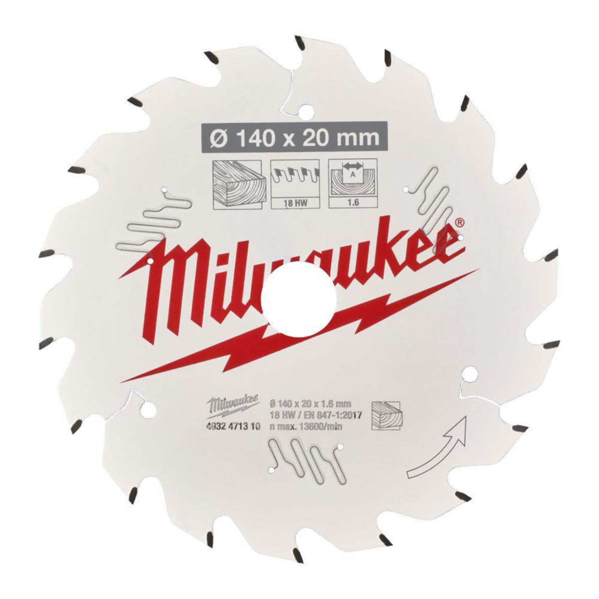Sågklinga Milwaukee Trä t Cirkelsåg - SÅGKLINGA W140X20X1.6X18 MILWAUKEE 4932471310