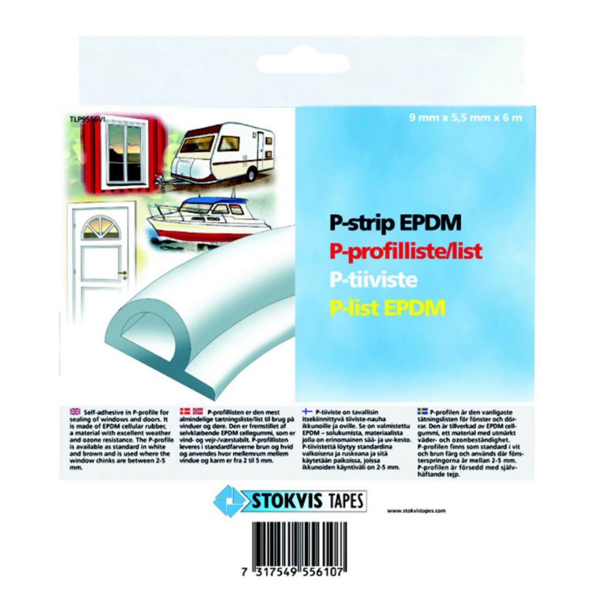Tätningslist Stokvis TLP - TÄT.LIST P EPDM 9X5.5X100M VIT BOBIN STOKVIS TLP100WH