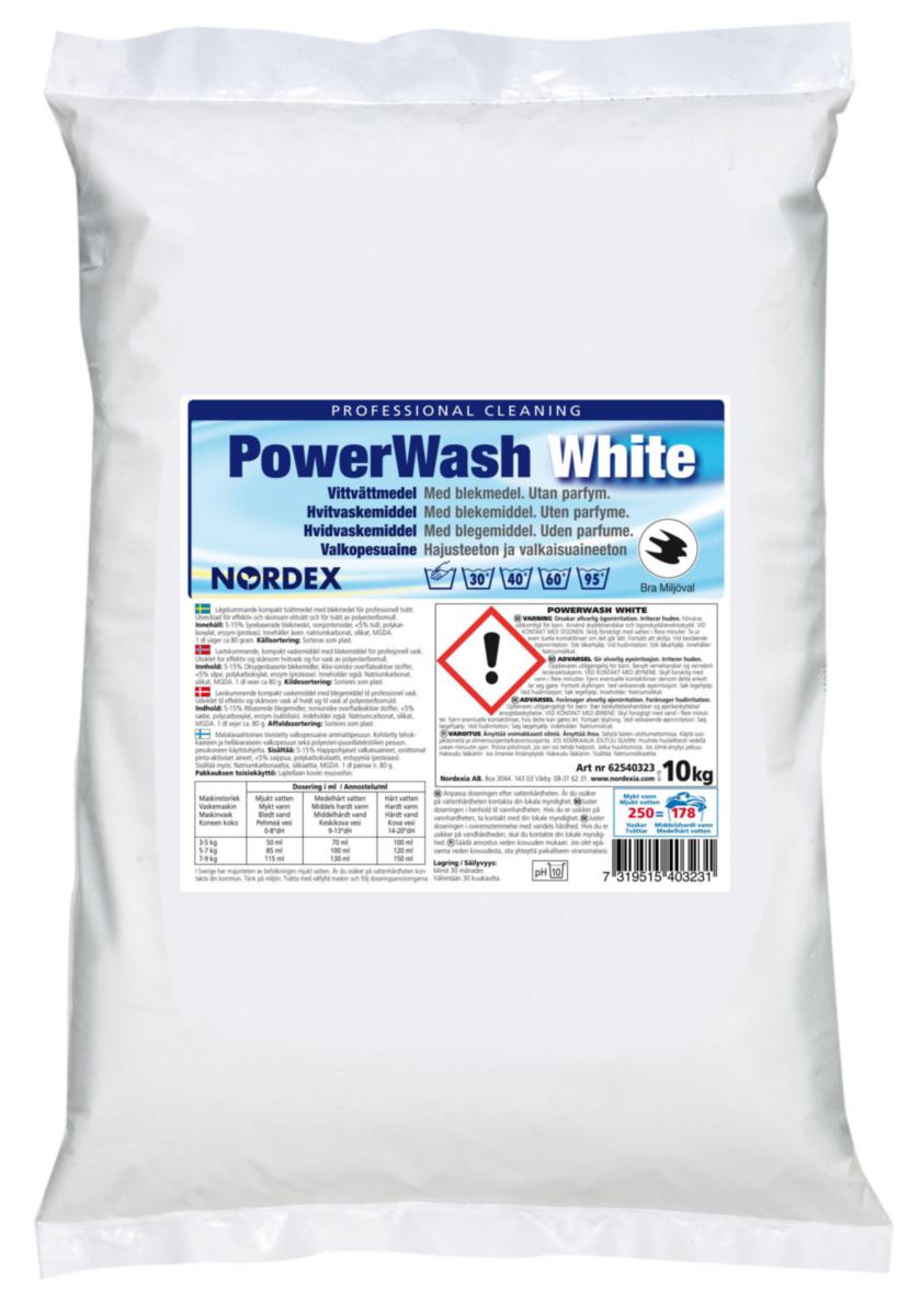 Tvättmedel Nordex PowerWash White - TVÄTTMEDEL CLARAPRO POWERWASH WHITE 10KG FOSFATFRI