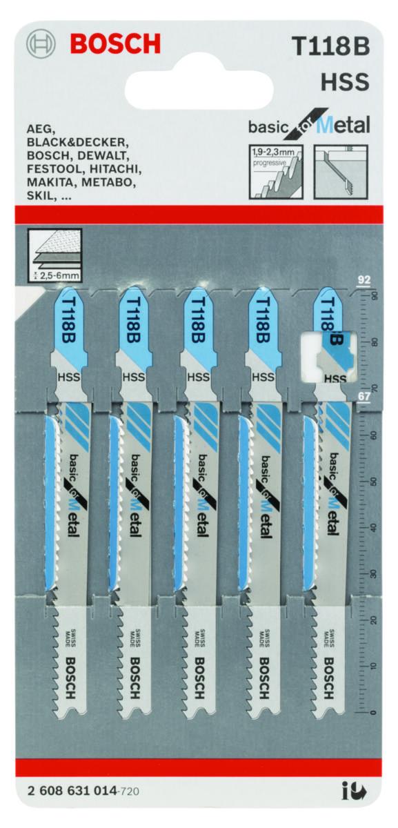 Sticksågblad Bosch HSS för metall och aluminium - STICKSÅGBL.T118B 5-P BOSCH 2608631014