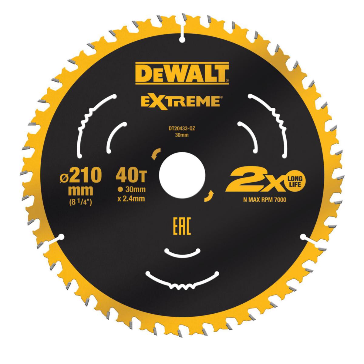 Cirkelsågklinga DEWALT Extreme - SÅGKLINGA 210X30MM 40T EXTREME DEWALT DT20433-QZ