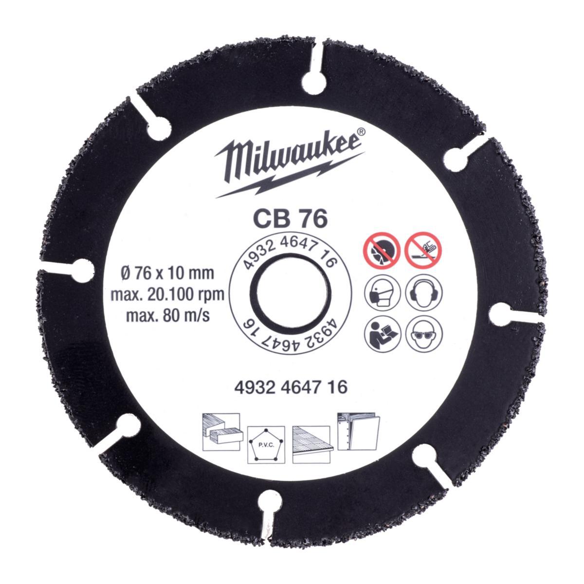 Kapskiva Milwaukee mjukare material - KARBIDSKIVA 76/10MM MILWAUKEE 4932464716