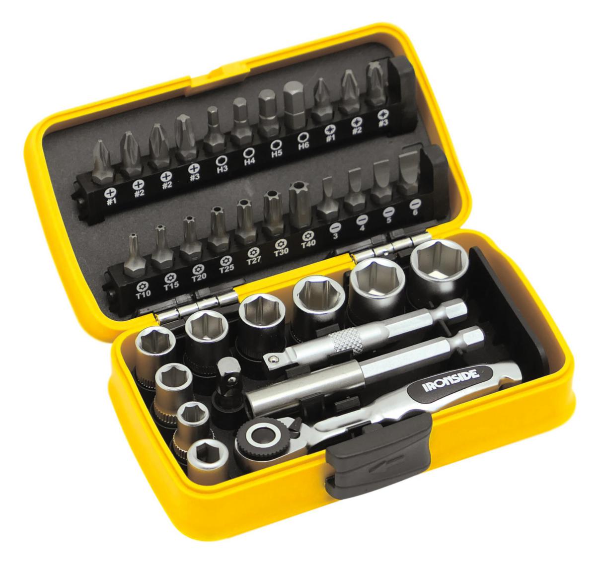 Bits-/hylssats Ironside 35 delar - BITS-/HYLSSATS IRONSIDE 1/4" 35DEL INKL SPÄRRNYCKEL 103258