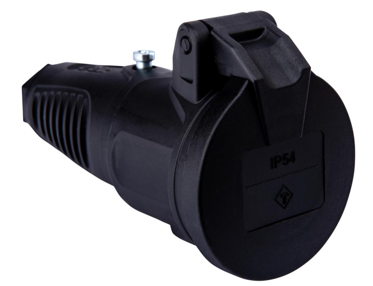 Skarvuttag med lock, jordat - SKARVUTTAG JORDAD SV GUMMI MED LOCK IP44 GELIA 4003005232