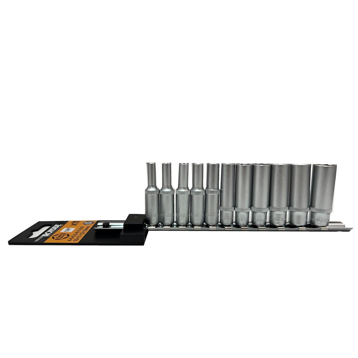 Hylssats Ironside 1/4" långa skena - HYLSSATS 1/4" IRONSIDE LÅNGA SKENA 11DEL 4-13MM 103122