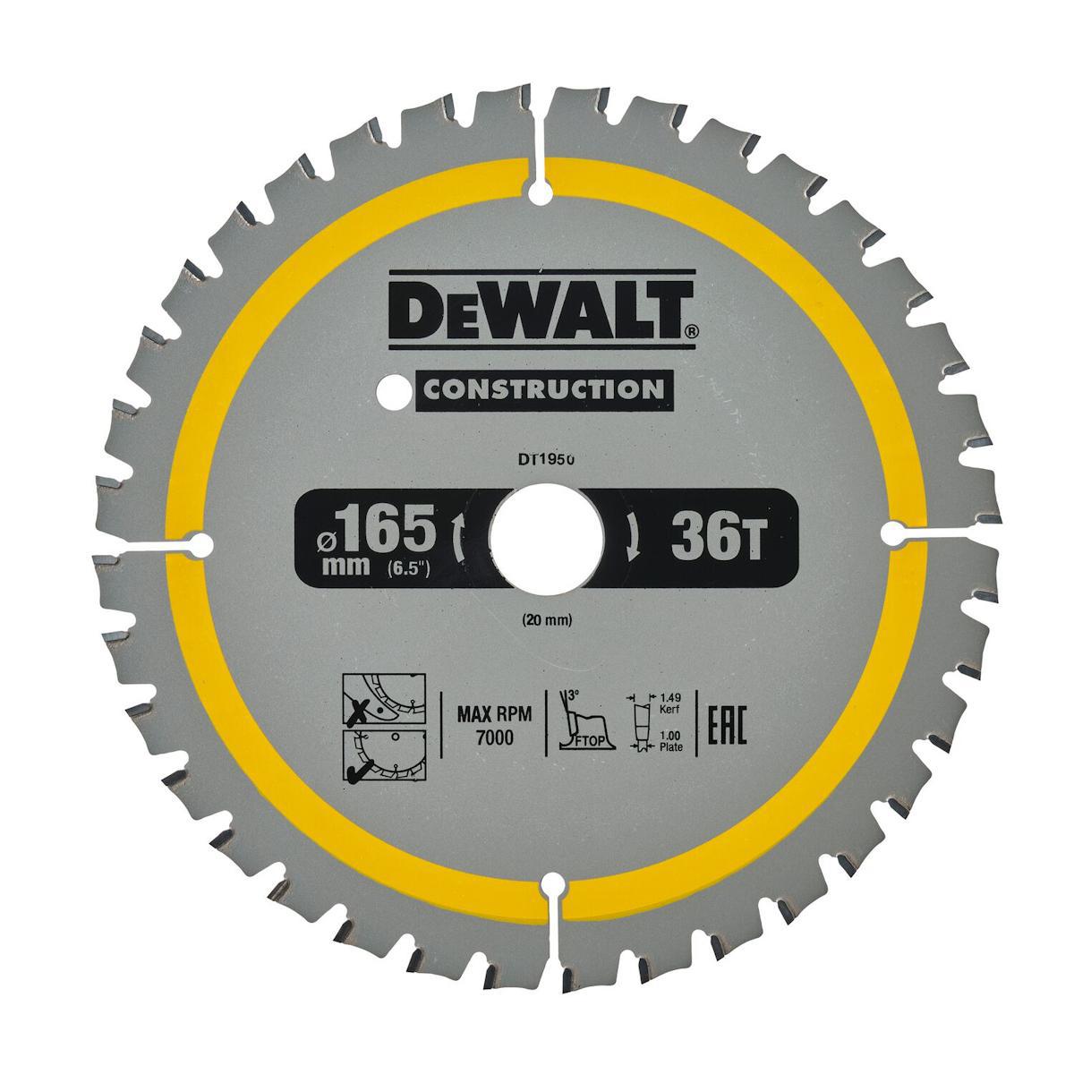 Cirkelsågklinga DEWALT för Trä m Spik - SÅGKLINGA 165X20 36T DEWALT DT1950-QZ