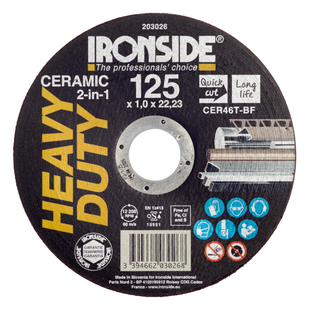 Kapskiva Ironside Keramisk F41 - KAPSKIVA IRONSIDE 125X1.0X22 KERAMISK F41 203026