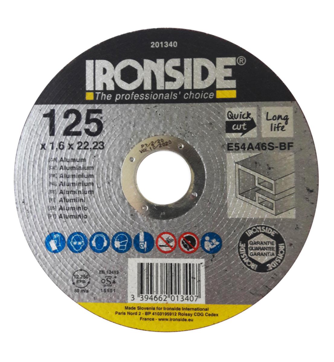 Kapskiva Ironside F41 Aluminium - KAPSKIVA IRONSIDE 125X1.6X22 F41 E54A ALUMINIUM 201340