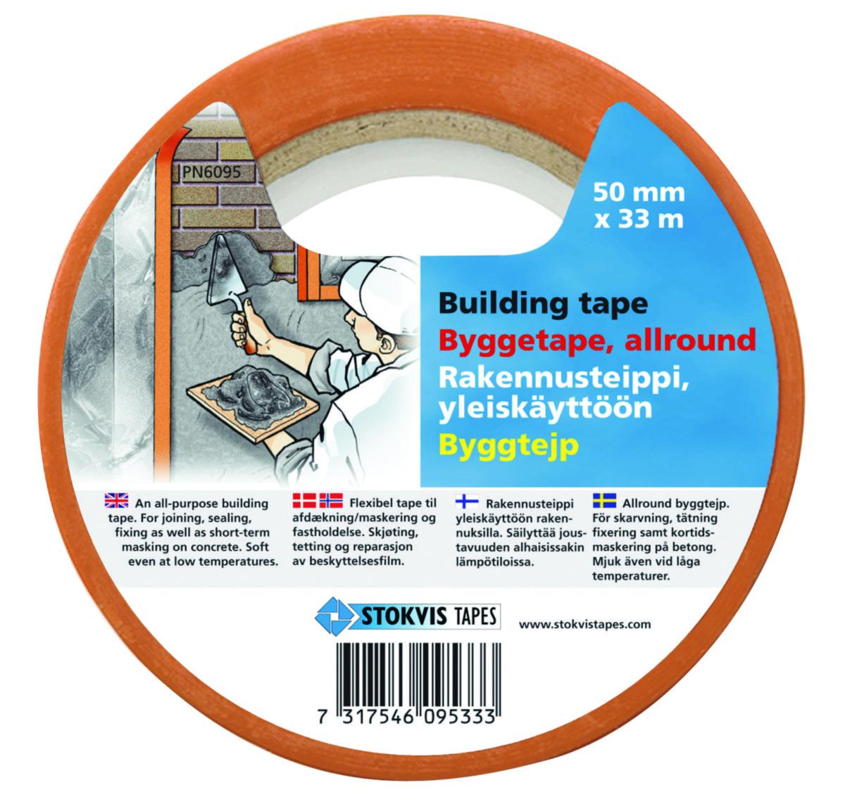 Byggtejp Stokvis - TEJP BYGG 50X33M ORANGE 1944/PALL STOKVIS PN60955033OR