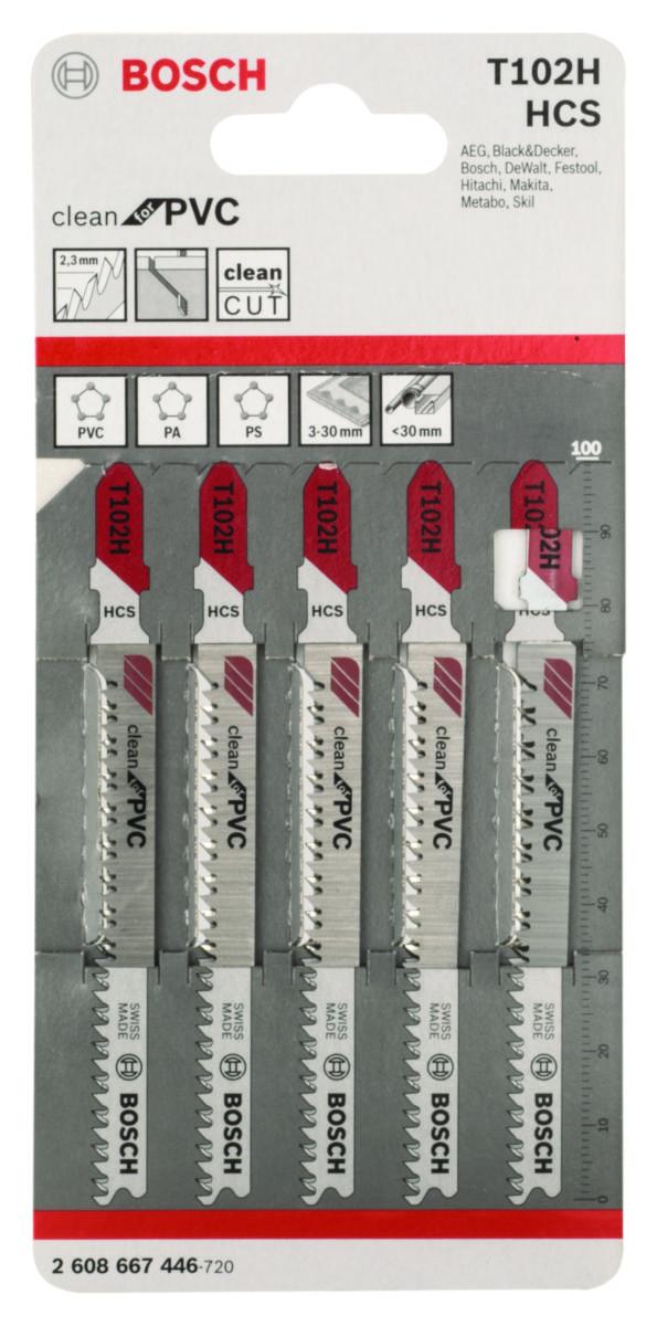 Sticksågblad Bosch för PVC/PC - STICKSÅGBL T102H CLEAN PVC 5ST BOSCH 2608667446