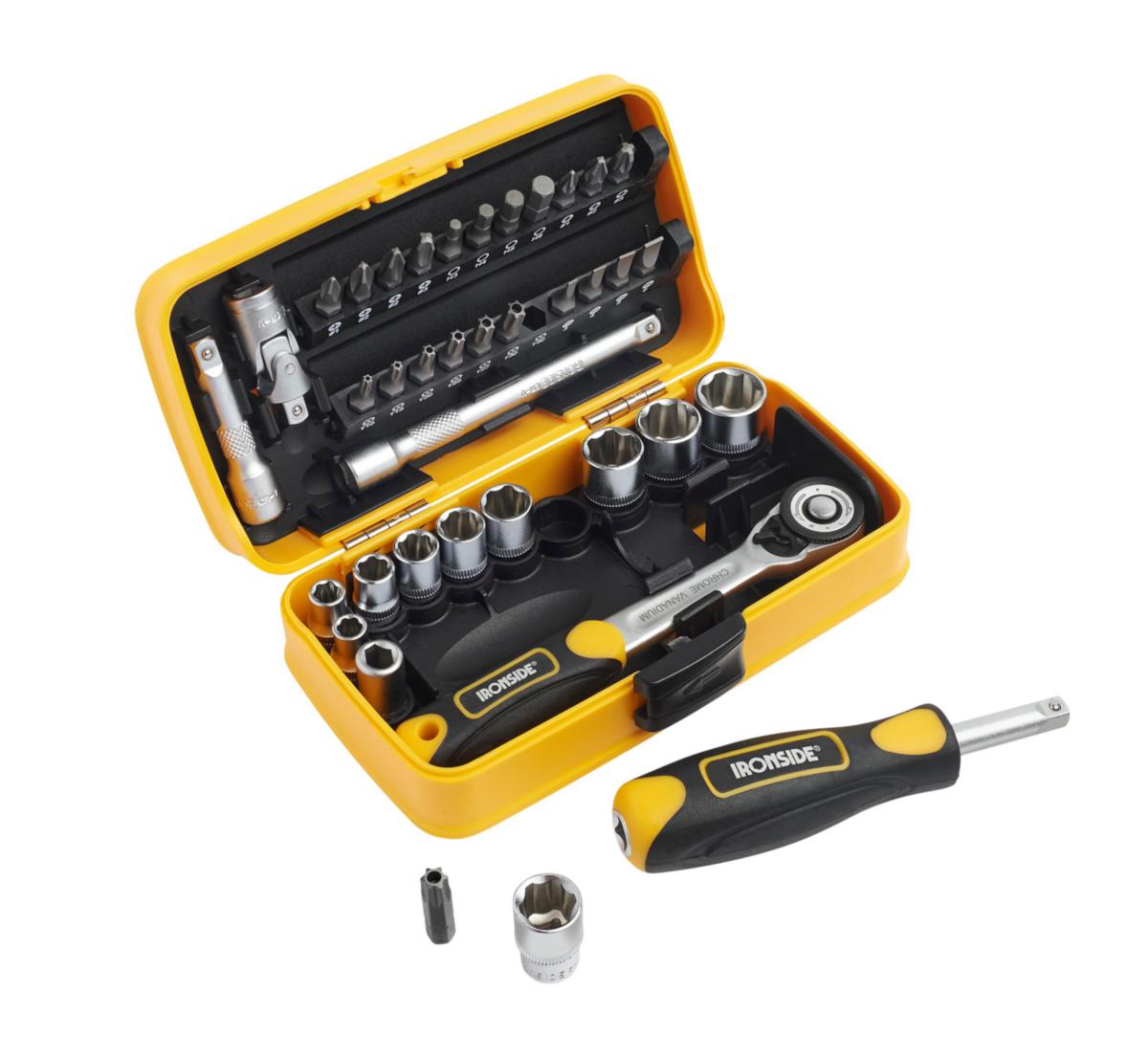 Hylsnyckelsats Ironside 1/4" mini, 38 delar - HYLSNYCKELSATS 1/4" COMPACT 38 DELAR IRONSIDE 102686