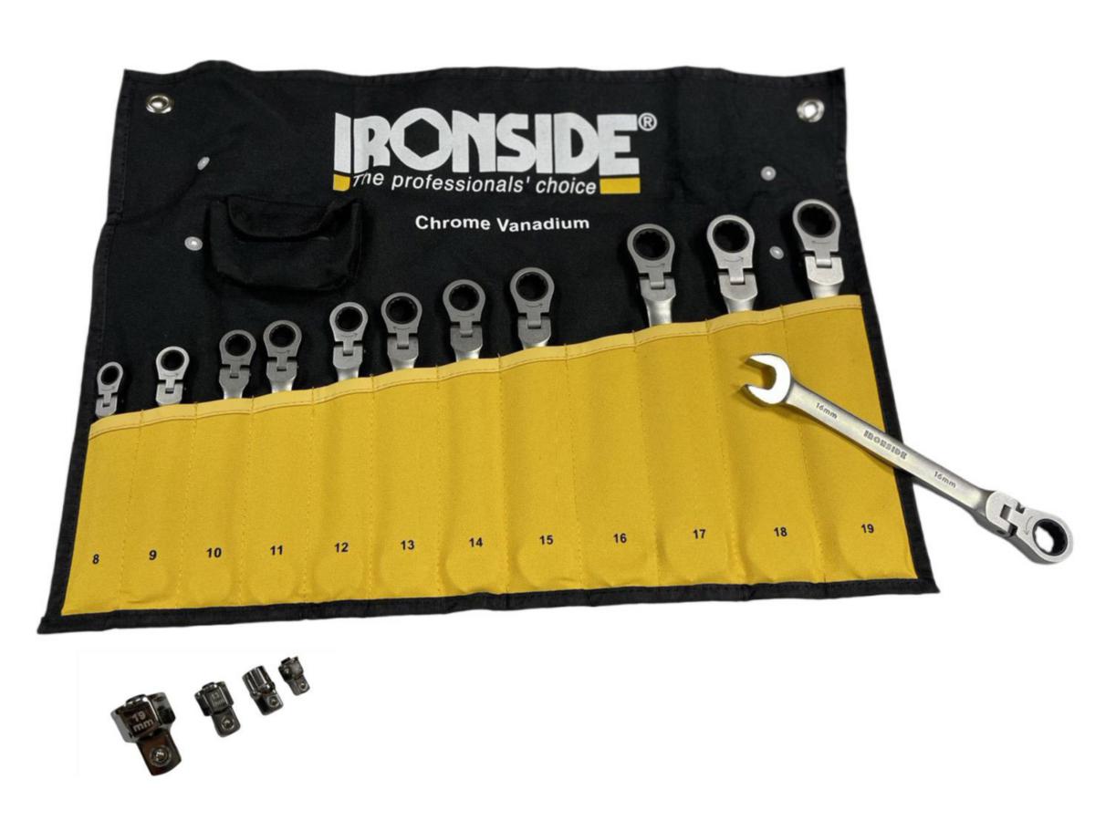 Spärrkombinyckelsats Ironside ledad i fodral - SPÄRRKOMBINYCKELSATS IRONSIDE 8-19MM LED 12+4 FODRAL 103290