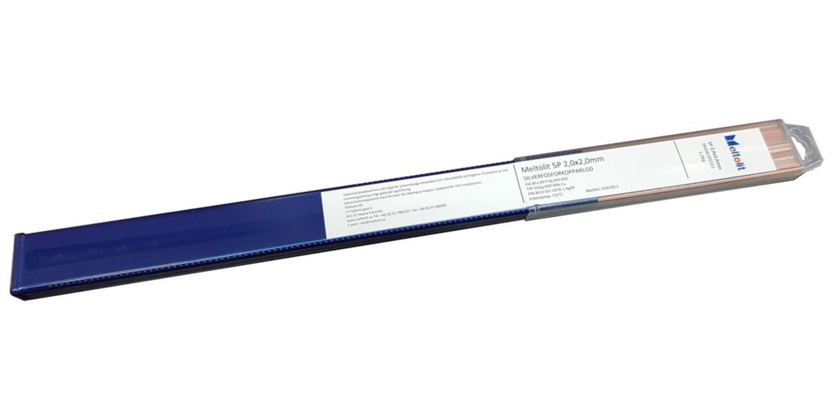 Fosforkopparlod Meltolit 2P, fyrkantig - FOSF.KOPPARLOD MELTOLIT 2P 2.0X2.0X500MM 2% AG 1KG/FRP