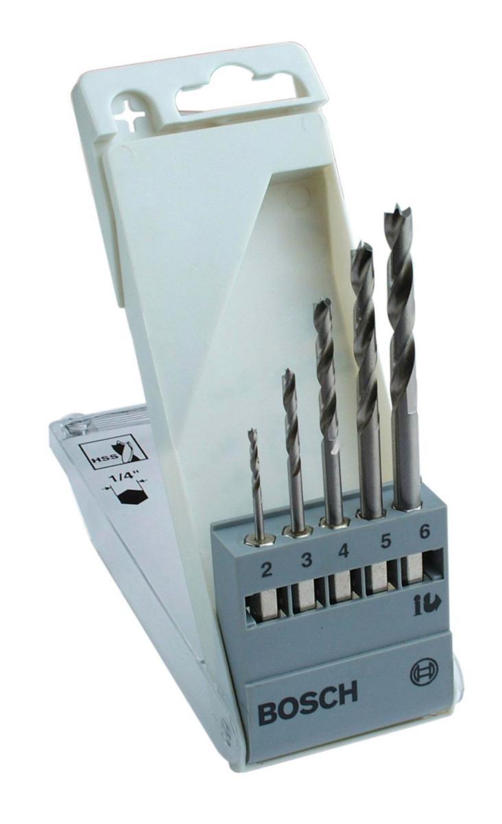 Träspiralborrsats Bosch sexkantsfäste 5 delar - TRÄBORRSET 1/4 6-KANT Ø2-3-4-5 BOSCH 2608595525