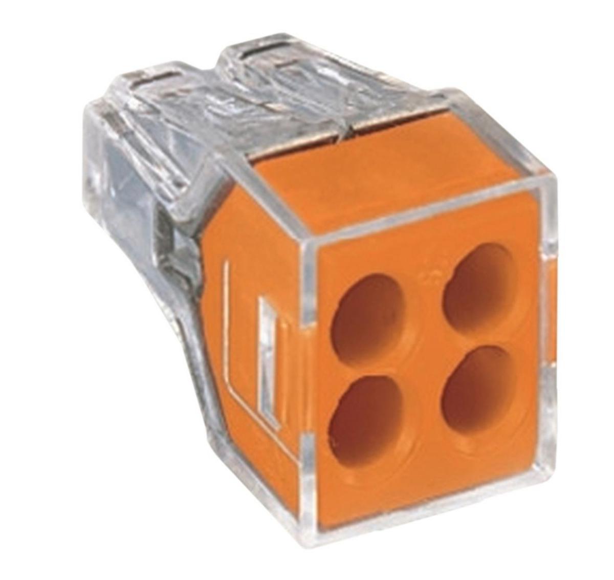 Kopplingsklämma 773, Wago av transparent polykarbonat - TOPPKLÄMMA 4-LEDARE ORANG/TRAN FK 1.5-2.5 EK 0.75-2.5 WAGO