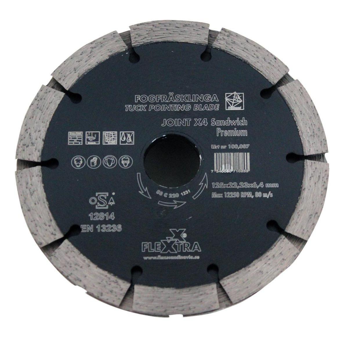 Diamantfogfräsklinga Flexxtra Sandwich X4-X5 - DIAMANTFOGFRÄSKLINGA FLEXXTRA 125X9.6X22.23MM JOINTX5 3 BLAD