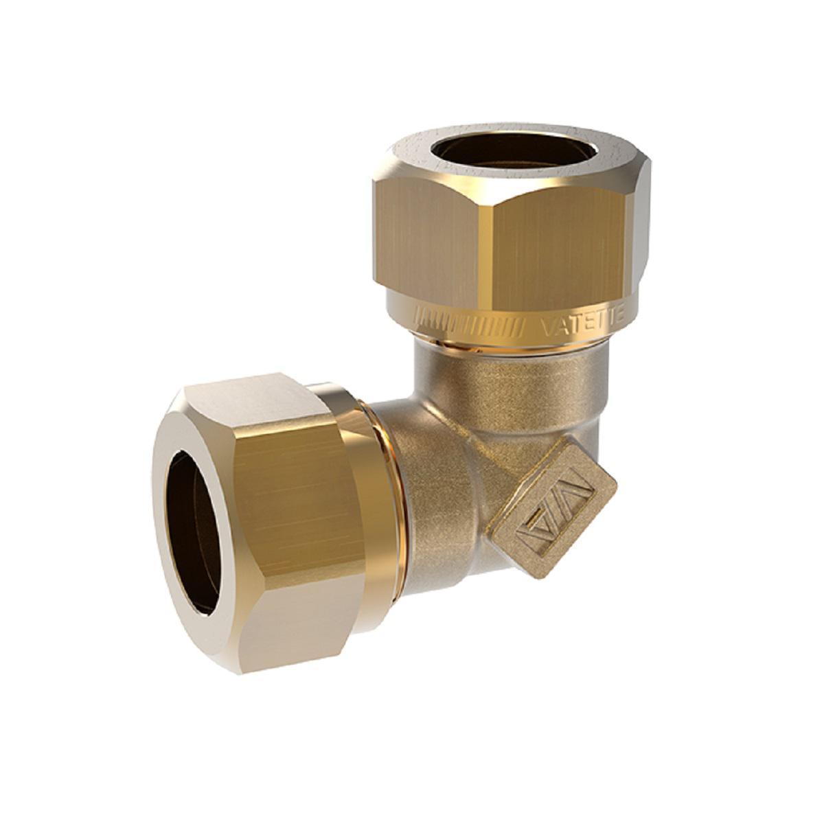 Vinkelkoppling 90° VA 1139, Vatette - 22X15 VATETTE VINKEL GUL, VA 1139