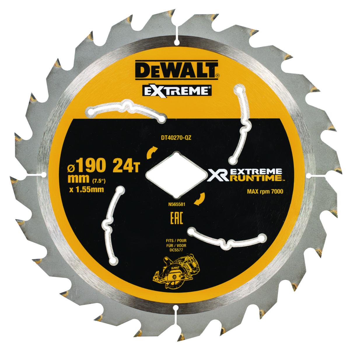 Cirkelsågklinga DEWALT DT40270 - HÅRDMETALLKLINGA XR 190MM 24T DEWALT DT40270-QZ