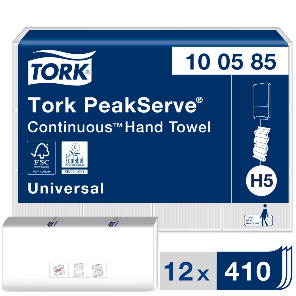 Handtorkspapper Tork PeakServe Universal - HANDDUK TORK PEAKSERVE H5 UNIVERSAL VIT 12X410 ARK=4920