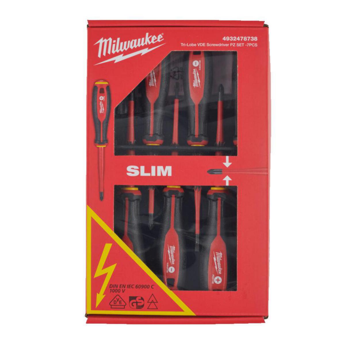 Skruvmejselsats Milwaukee 1000V Tri-Lobe - SKRUVMEJSELSATS VDE PZ 7 DEL MILWAUKEE 4932478738